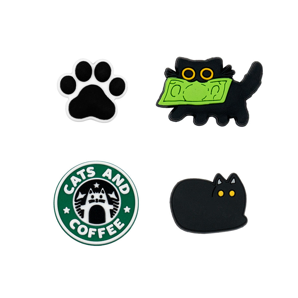 Wholesale 100pcs Random Black Cat Shoes Accessories Shoes Charms