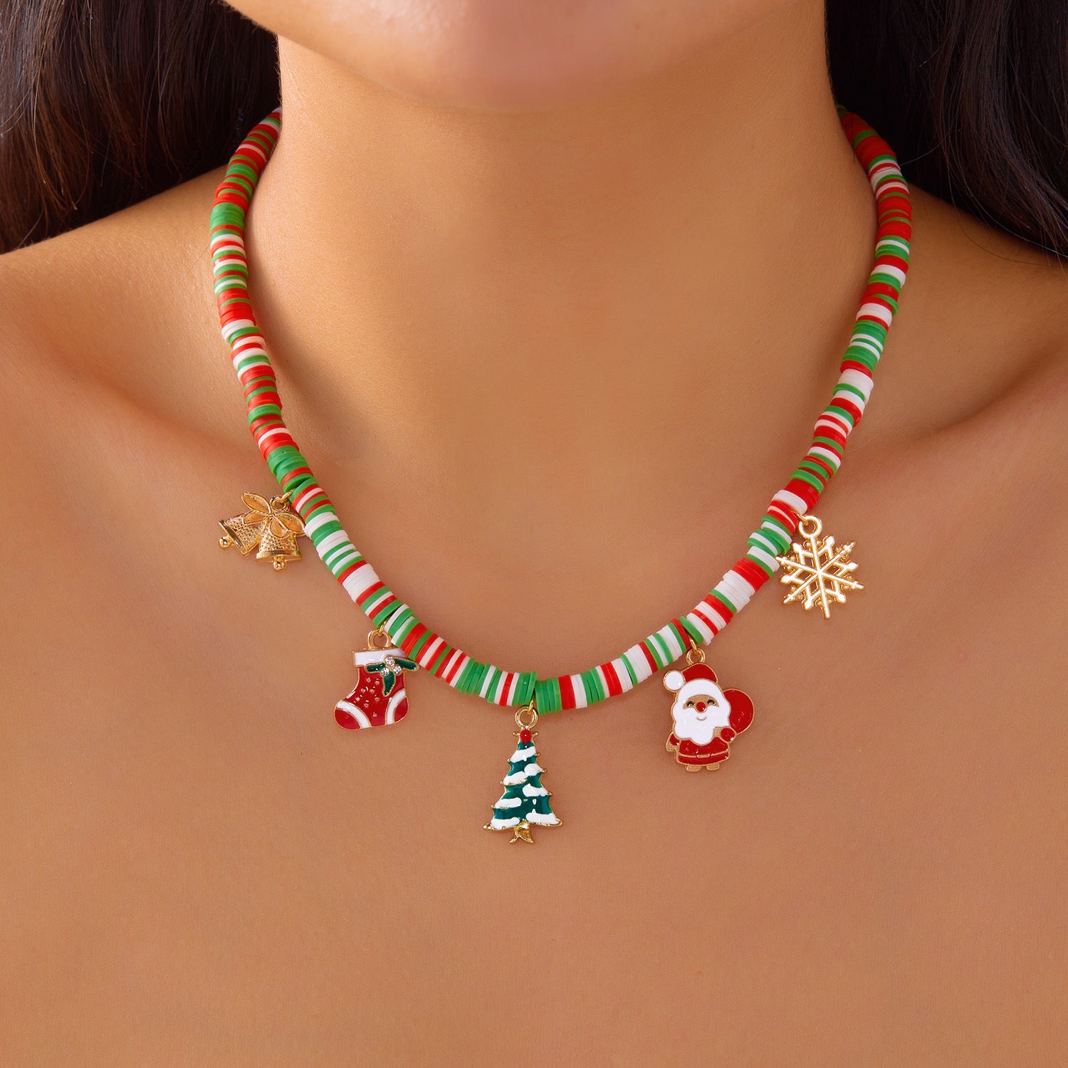 Wholesale Christmas Party  Snowman Elk Colorful Necklace