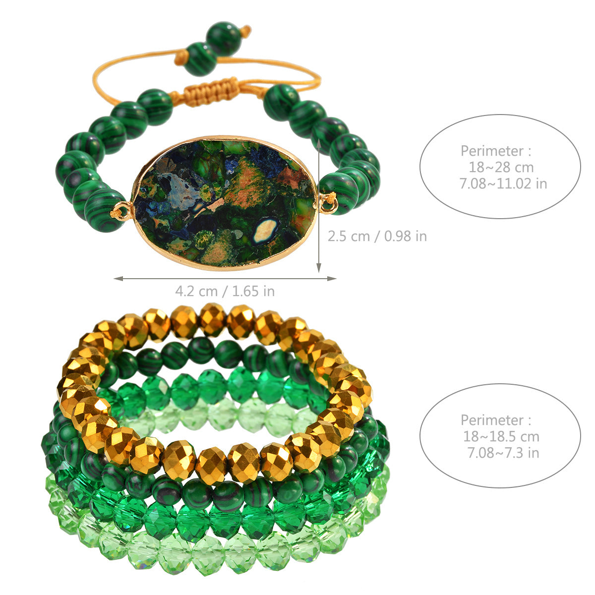 Wholesale Fashion Malachite Beaded Bracelet Handmade Multi-layer Crystal Jewelry for Women Everyday Wear