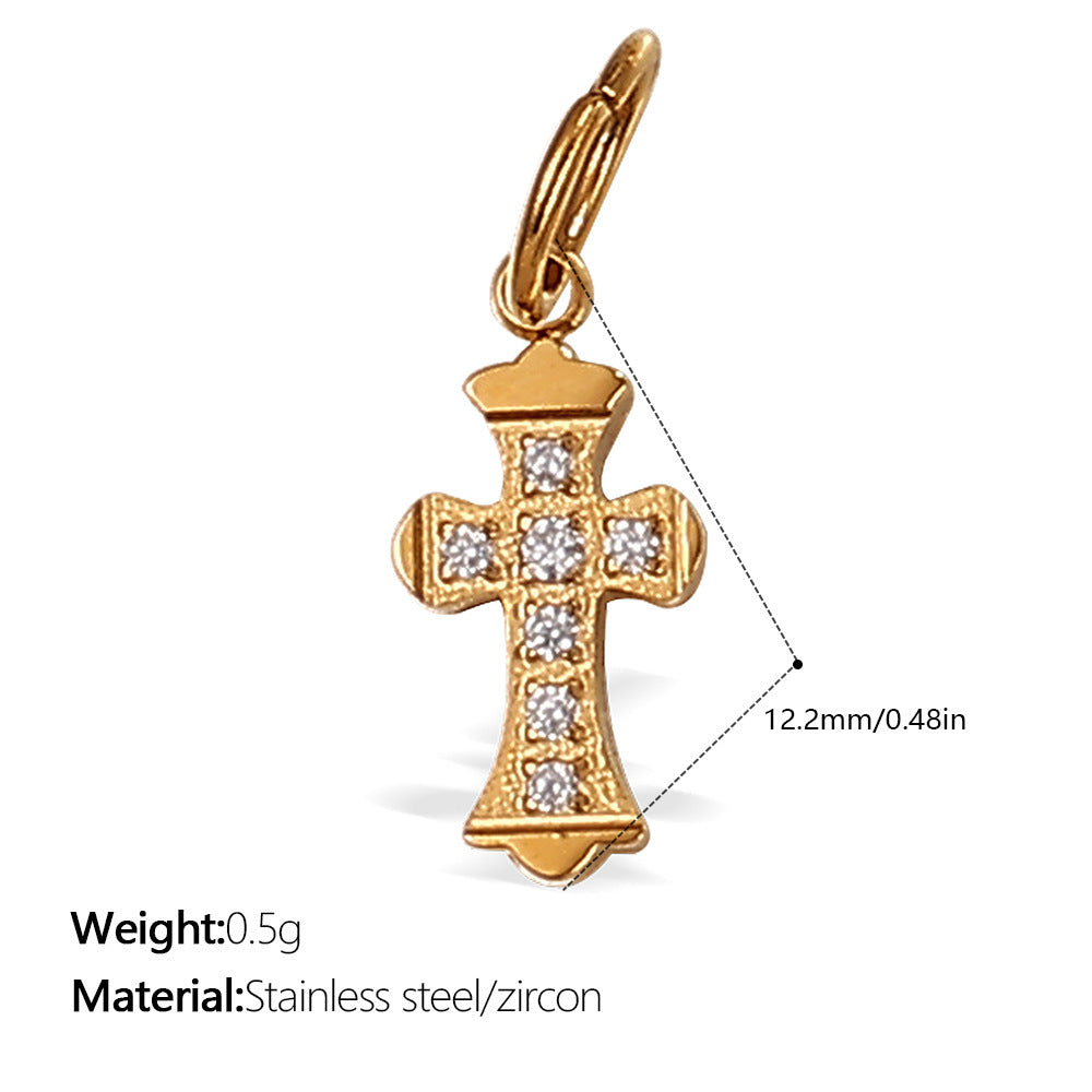 Wholesale Irregular Cross-Shaped DIY Stainless Steel Pendant Full Diamond Jewelry Accessories Necklace Zircon Diamond Inlaid