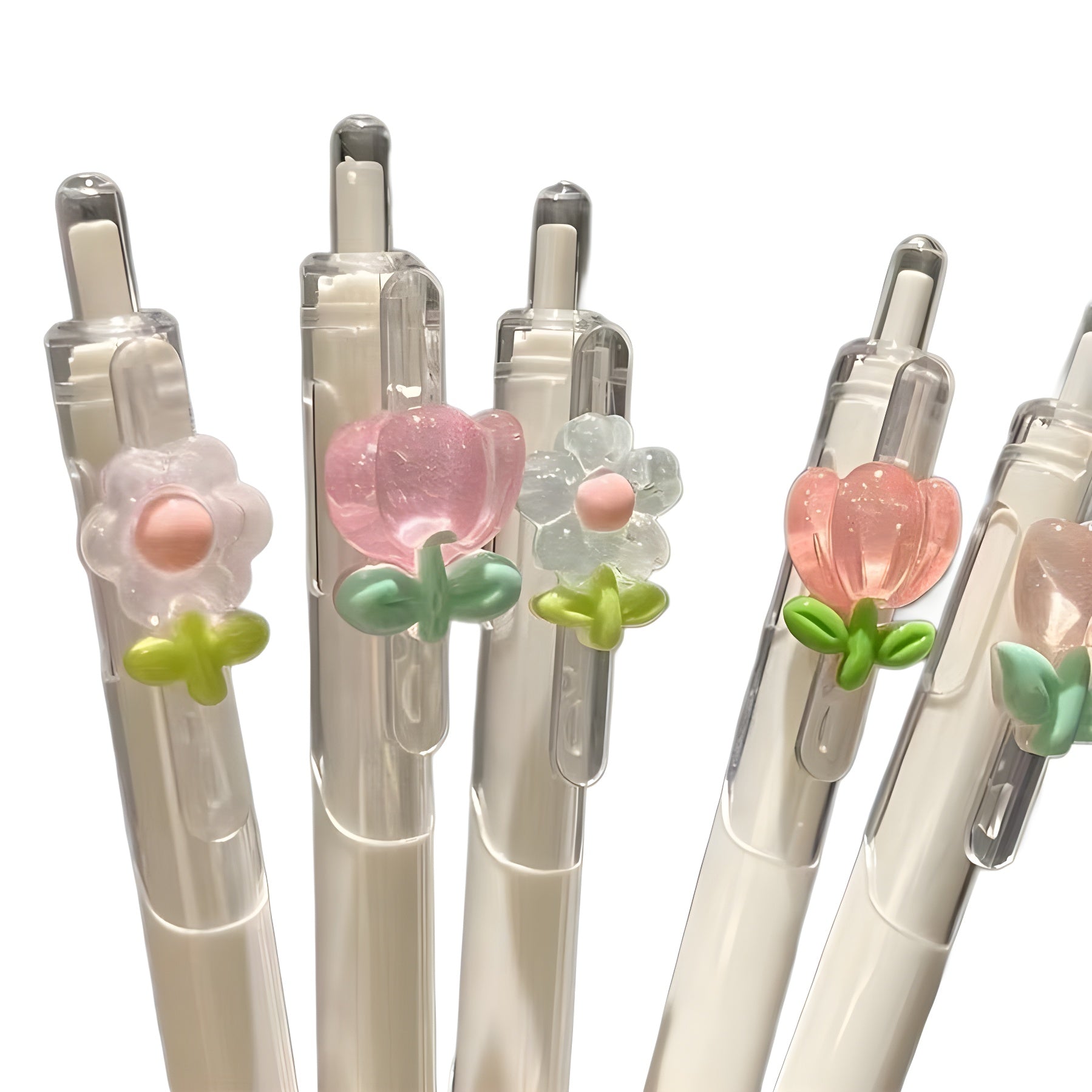 Wholesale Cute Flower Press Pen  Girl's Heart Transparent Color Pen
