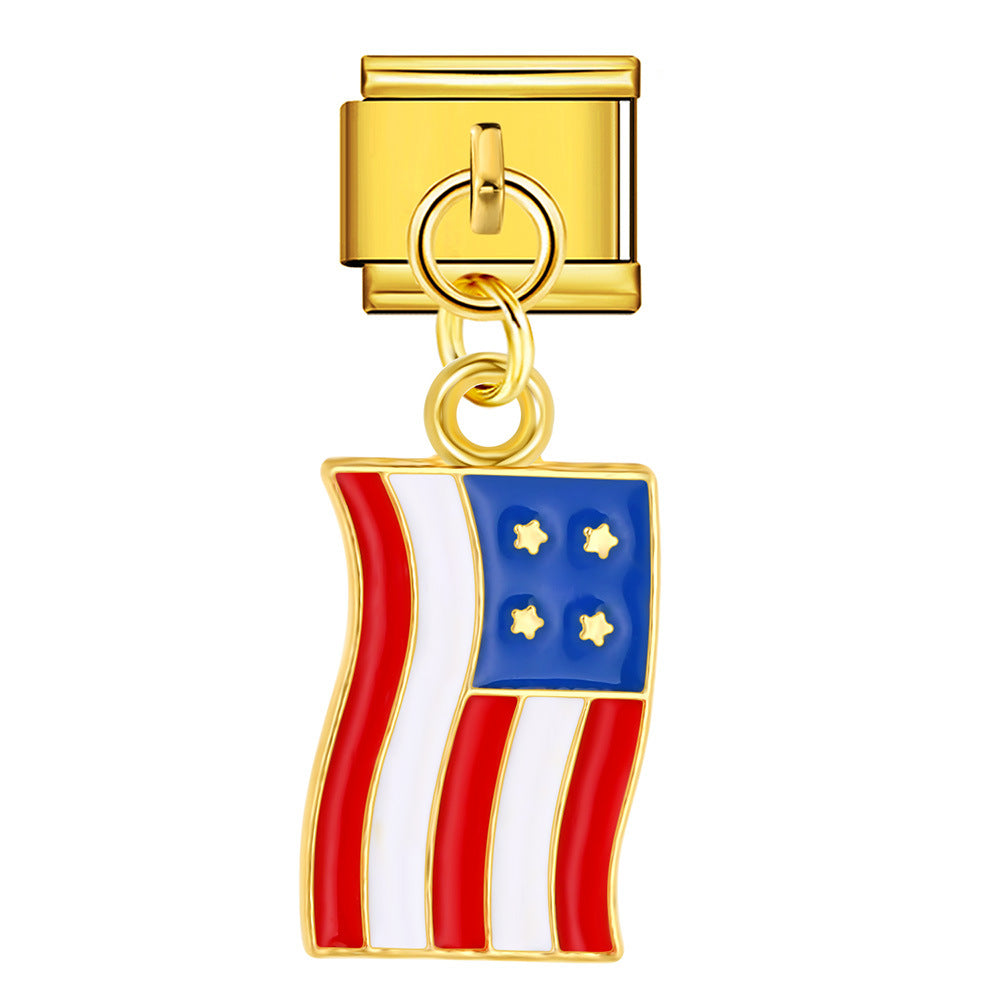 Wholesale  Italian Charm Bracelet 9mm DIY Independence Day Creative Stainless Steel Composable Bracelet