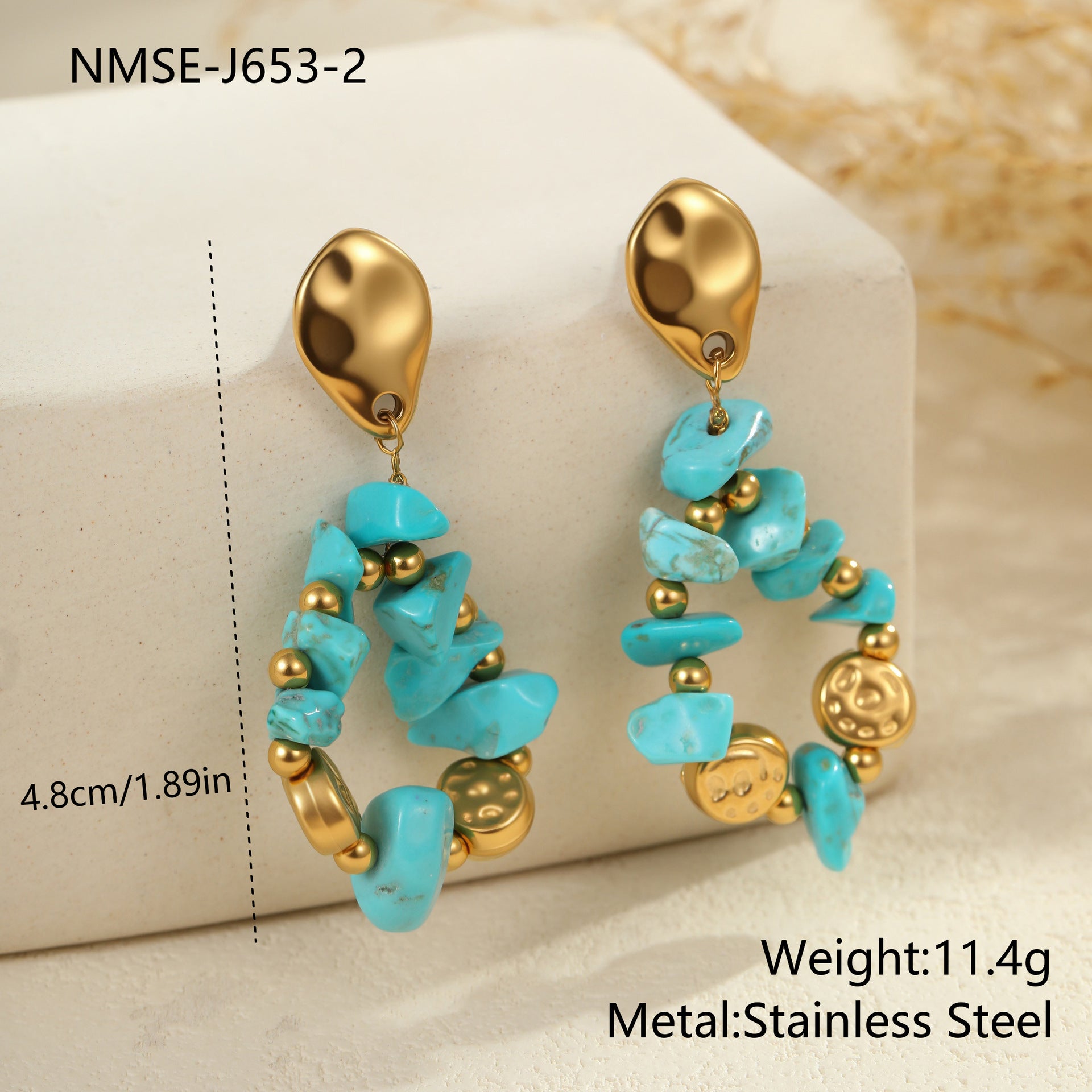 Wholesale Bohemian Luxury Turquoise Natural Stone Necklace and Ring