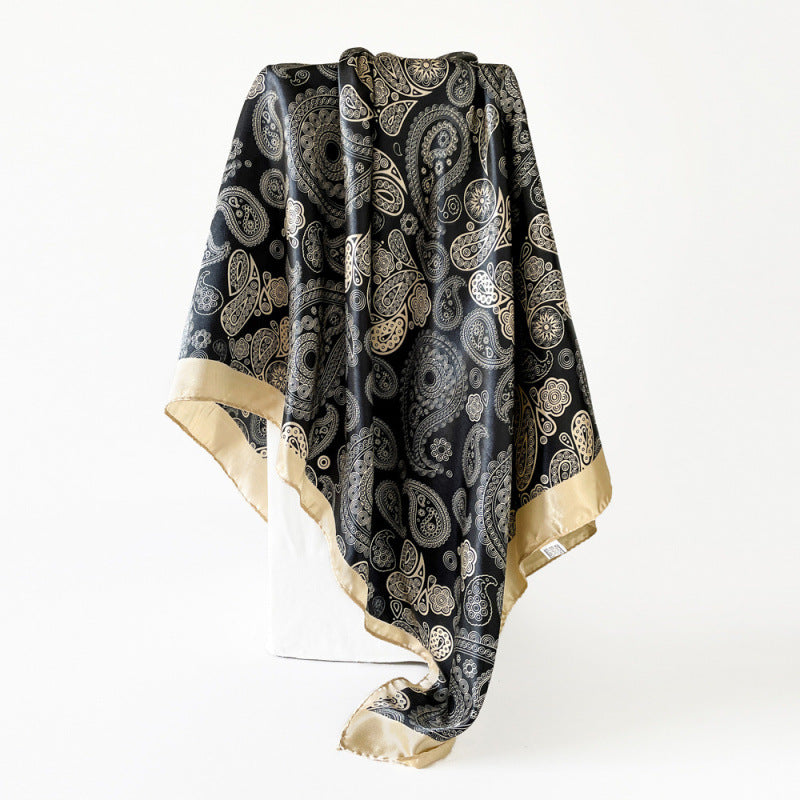 Wholesale Cashew Printed Head Scarf Women' s Silk Scarf 90cm Scarf