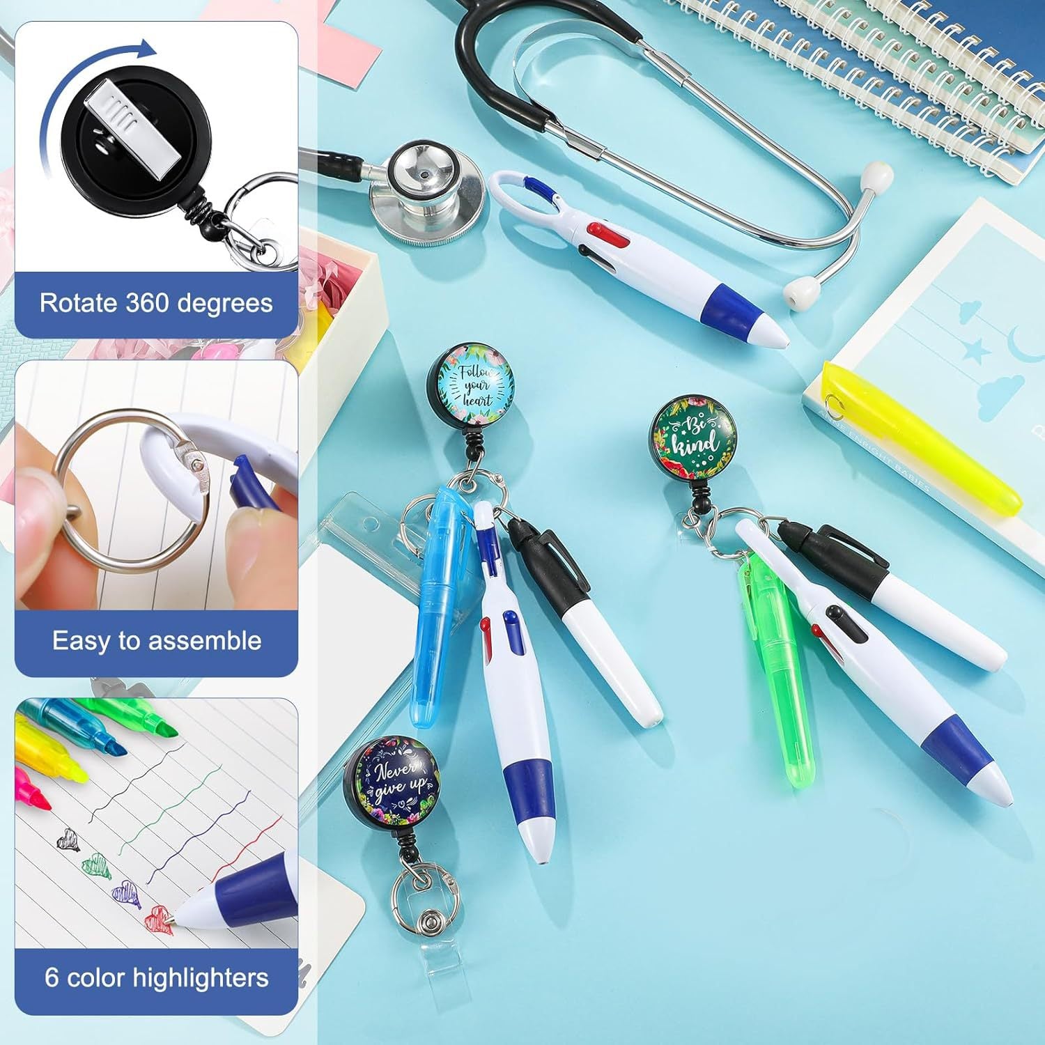 Wholesale Nurse Pen Retractable Badge Reels Keychains Set ACC-KC-XinDing001