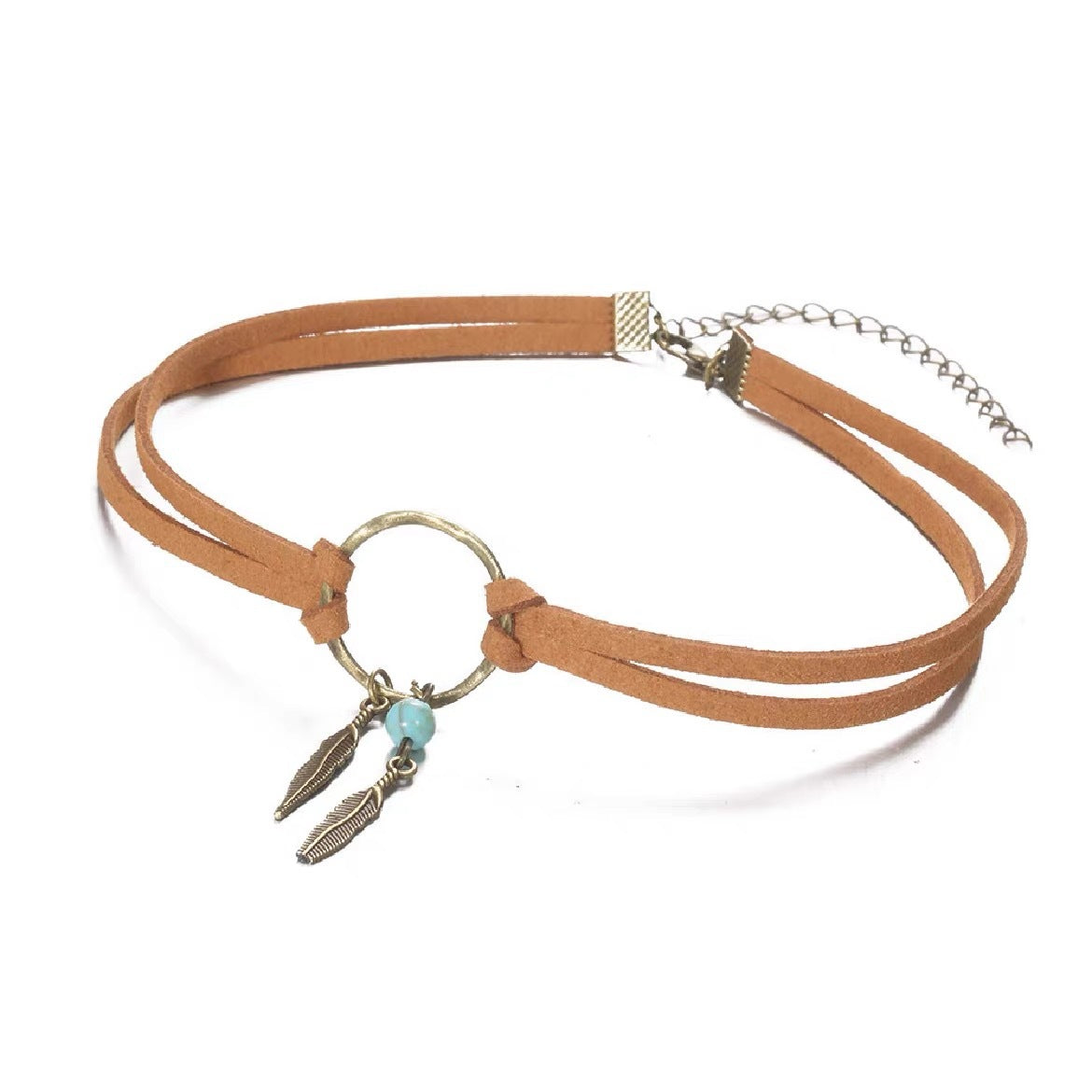 Wholesale Homemade Bohemian Style Leaf Turquoise Necklace