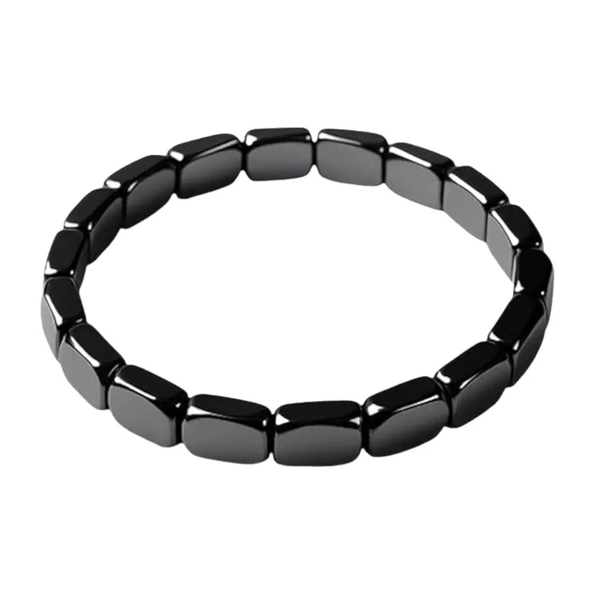 Wholesale Geometric Black Jade Beaded Bracelet,  Unisex Elastic Fashion Accessory