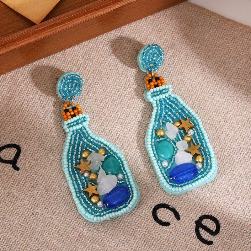 Wholesale Ocean Beach Starfish Seahorse Shell Rice Bead Earrings