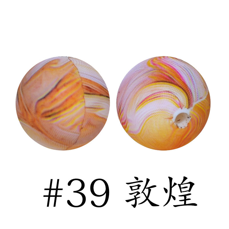 Wholesale 50pcs Western Style Leopard Skull Color Aztec Printed Silicone Balls Beads ACC-BDS-HeSheng007