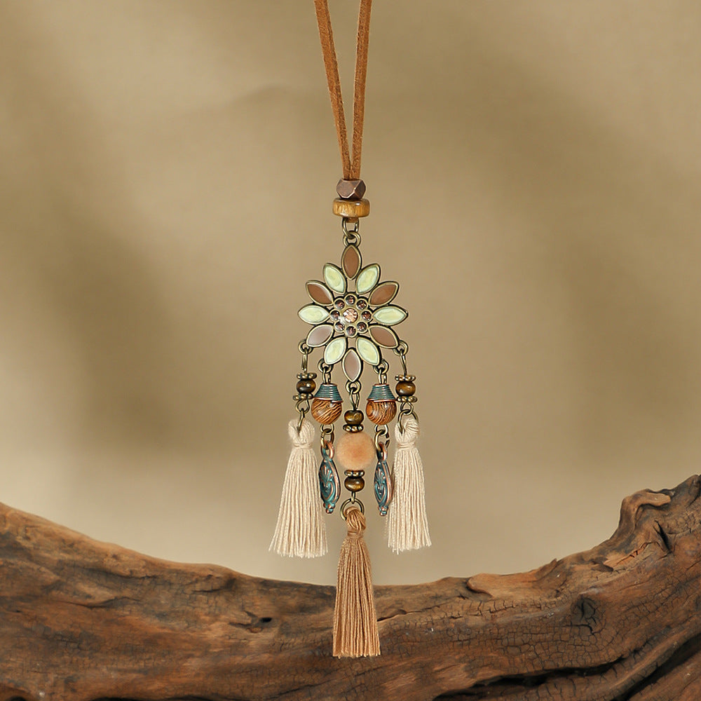 Wholesale Hot sale long necklace bohemian style tassel flower pendant ethnic style retro necklace