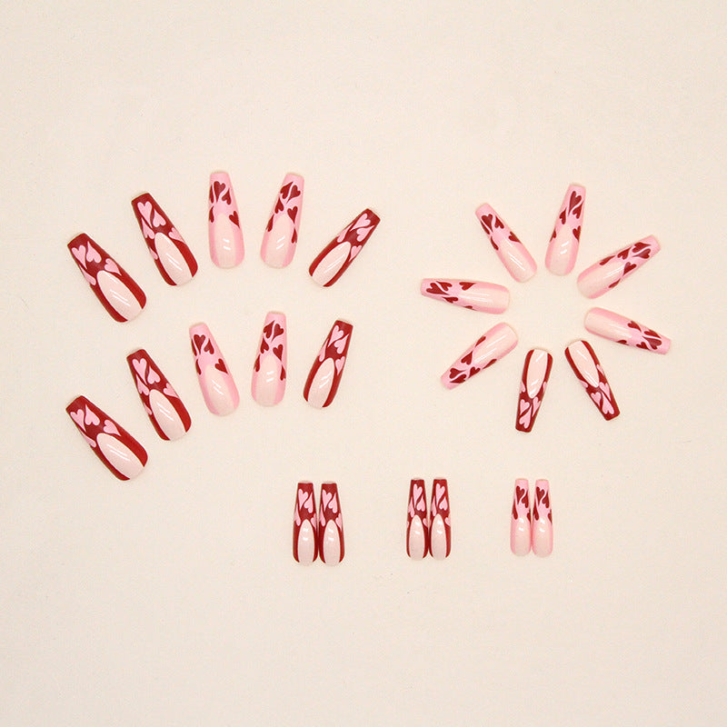 Wholesale 24 Pieces/box Valentine's Day Red Love Nails Kits Nail Stickers ACC-NS-QiHeng010