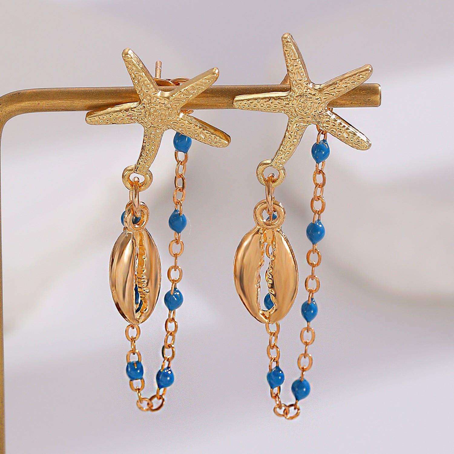 Wholesale Ocean Themed Luxury Star and Turtle Beaded Tassel Earrings