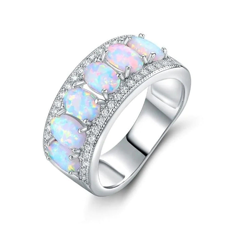Wholesale Faux Opal Oval Ring Elegant Finger Ring