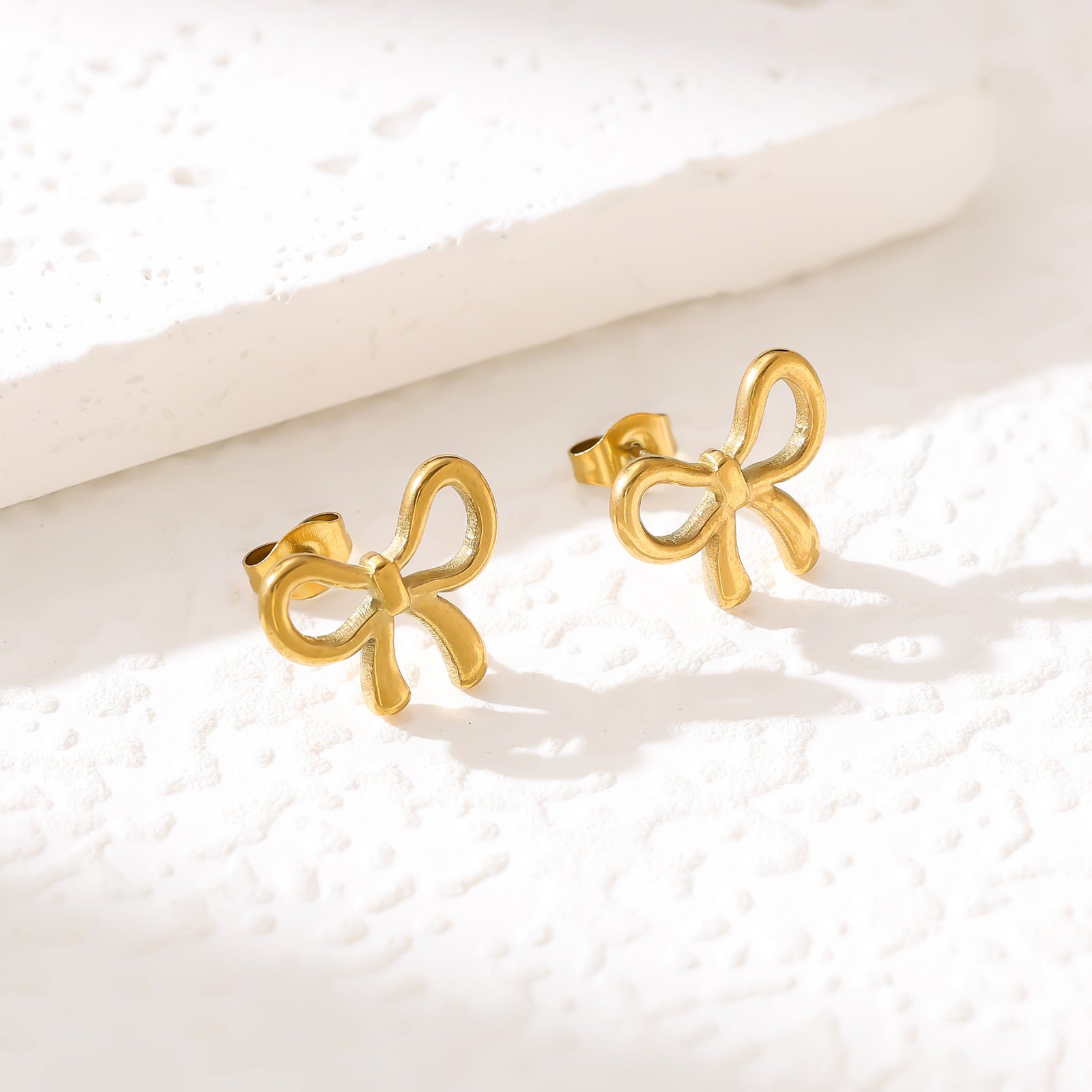 Wholesale Bow Ball Bead Titanium Steel Bracelet Necklace Earring Set Women' s Fashionable Temperament Versatile