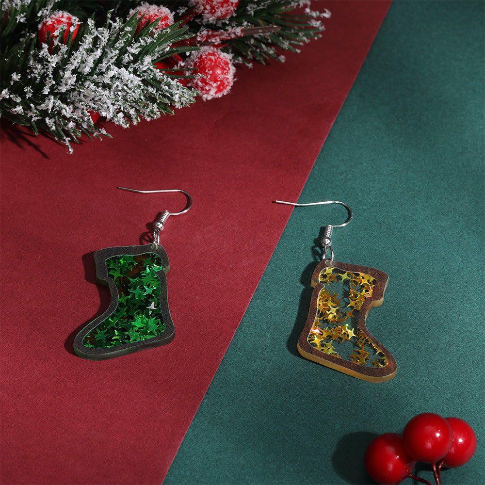 Wholesale Acrylic Christmas  Stocking Earrings