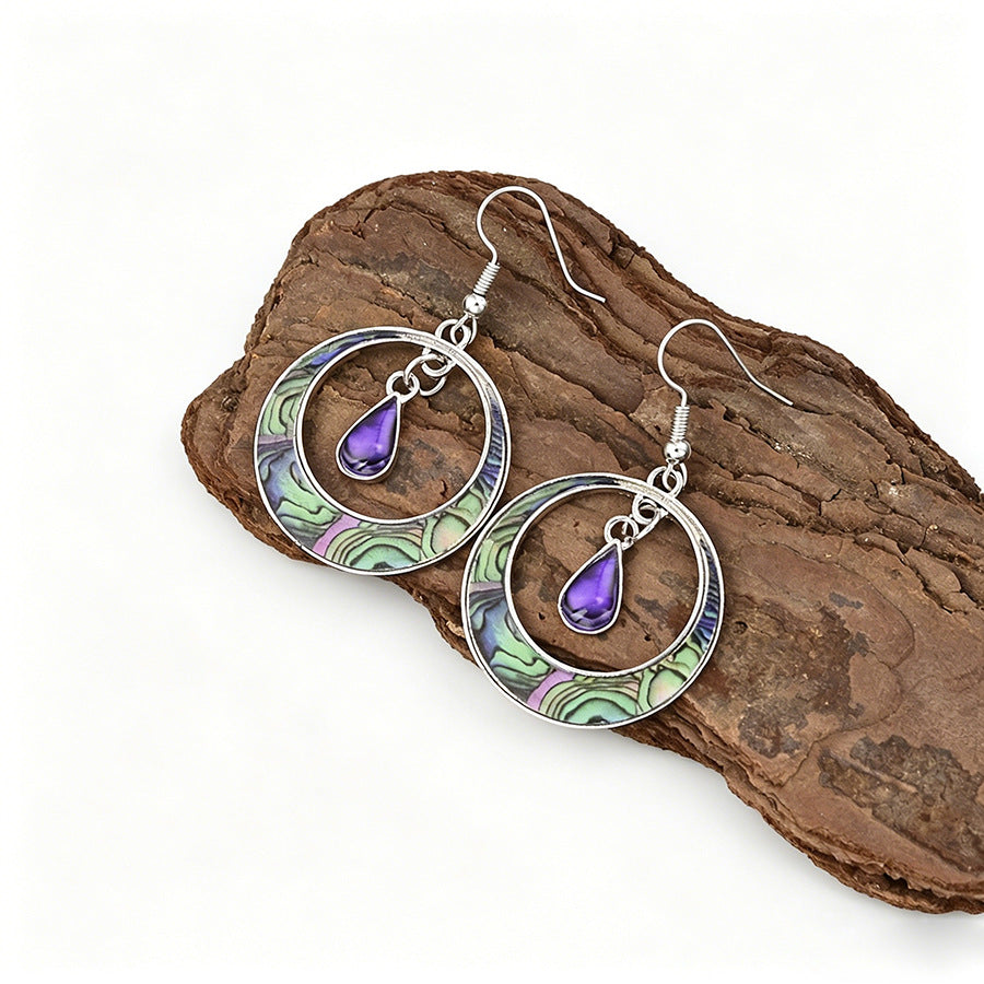 Wholesale Vintage Bohemian Round Openwork Teardrop Earrings