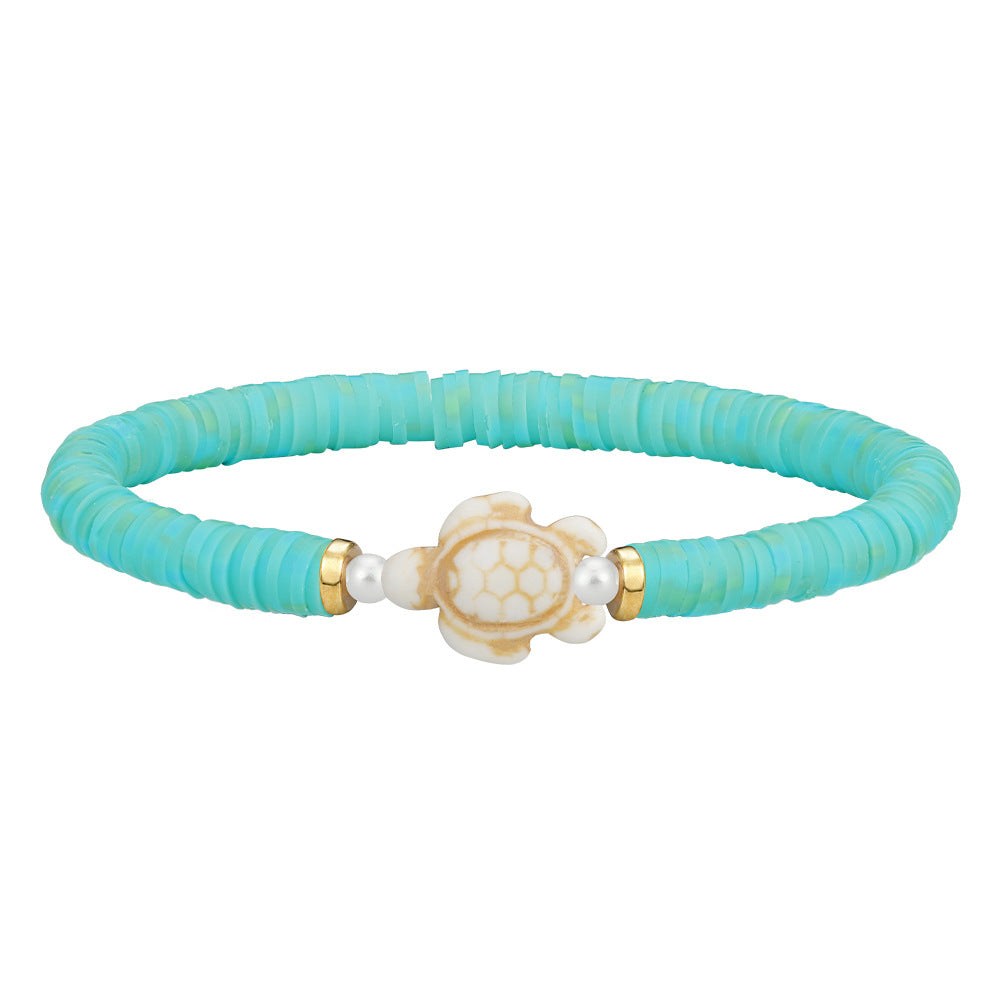 Wholesale polymer clay beaded elastic bohemian style handmade turtle bracelet