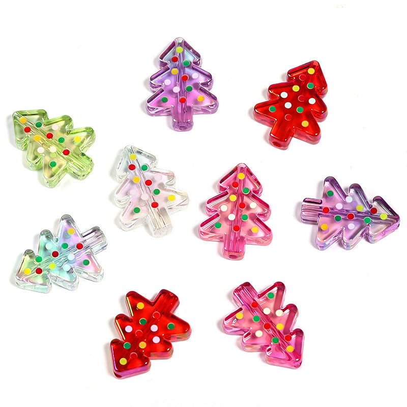 Wholesale 100pcs Christmas Acrylic Double-sided Polka Dot Christmas Tree Beads Diy Accessories ACC-BDS-BLG063