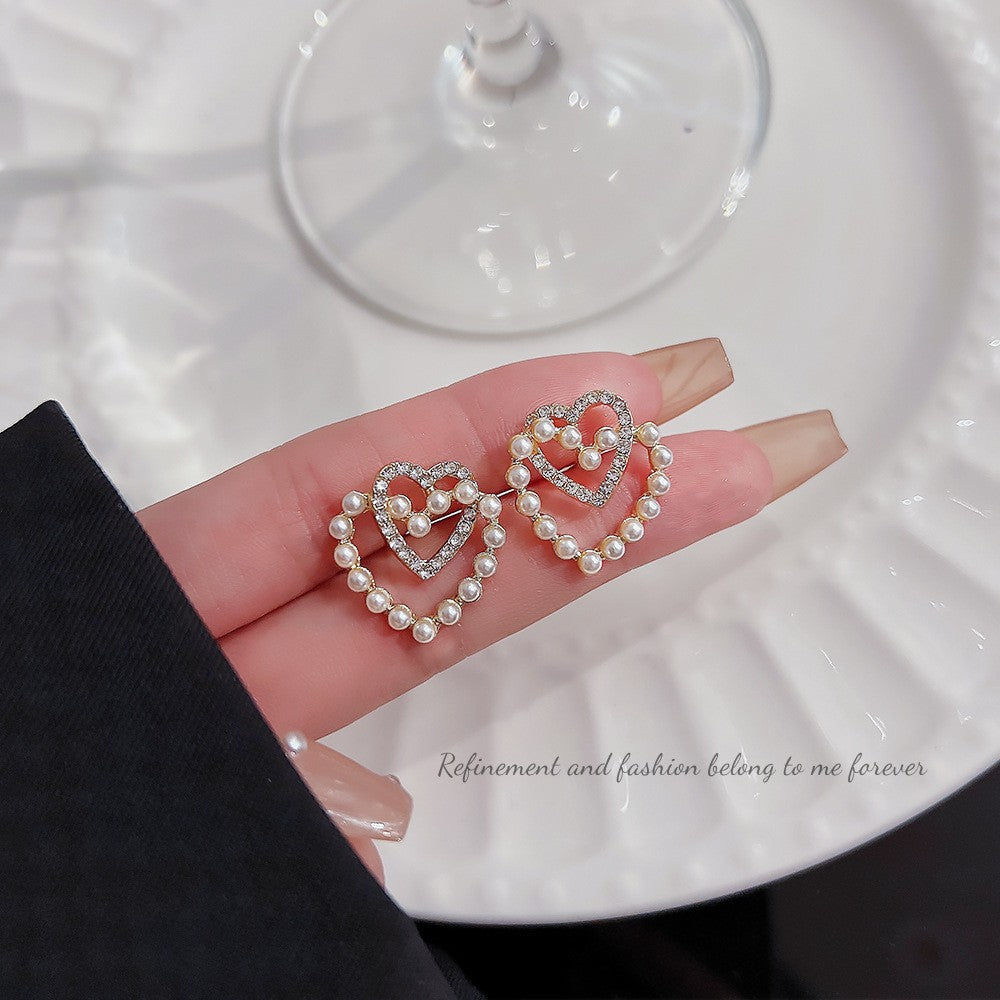 Wholesale S925 Silver Needle Pearl Earrings Diamond Geometric Stud Earrings ACC-ES-Xiyue002