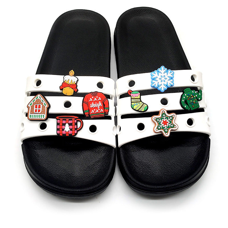 Wholesale Random 100pcs Cute Cartoon Christmas PVC Soft Rubber Shoe Buckle Decoration ACC-SC-YiBang006