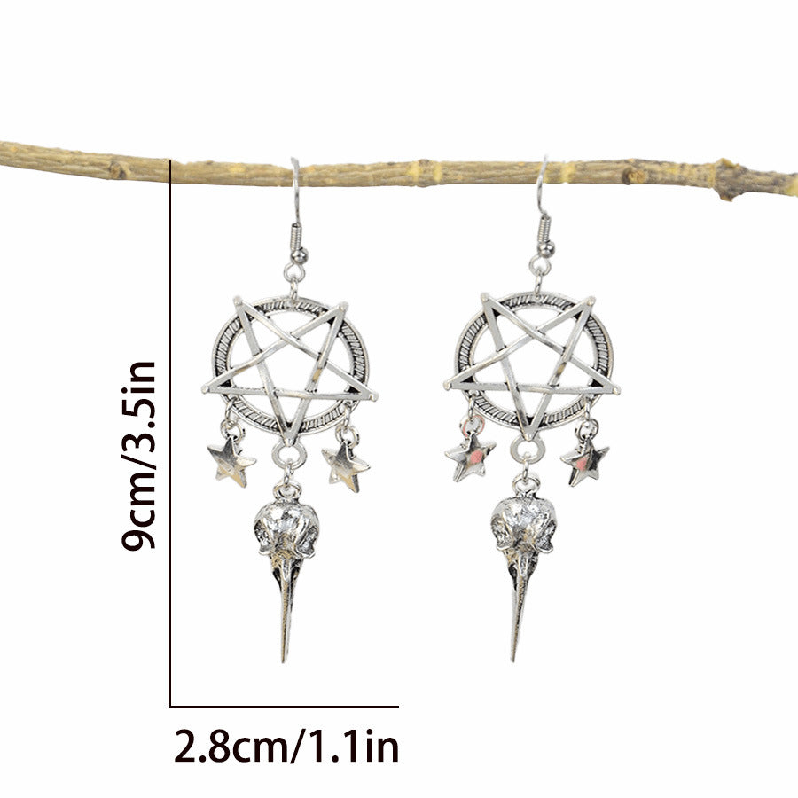 Wholesale Zinc Alloy Punk Star Crow Pendant Earrings Dark Gothic  Style For Party Wear