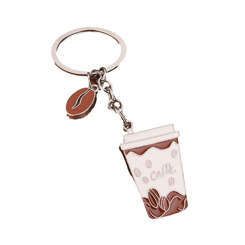 Wholesale 3D coffee keychain metal car key pendant coffee appliance keychain