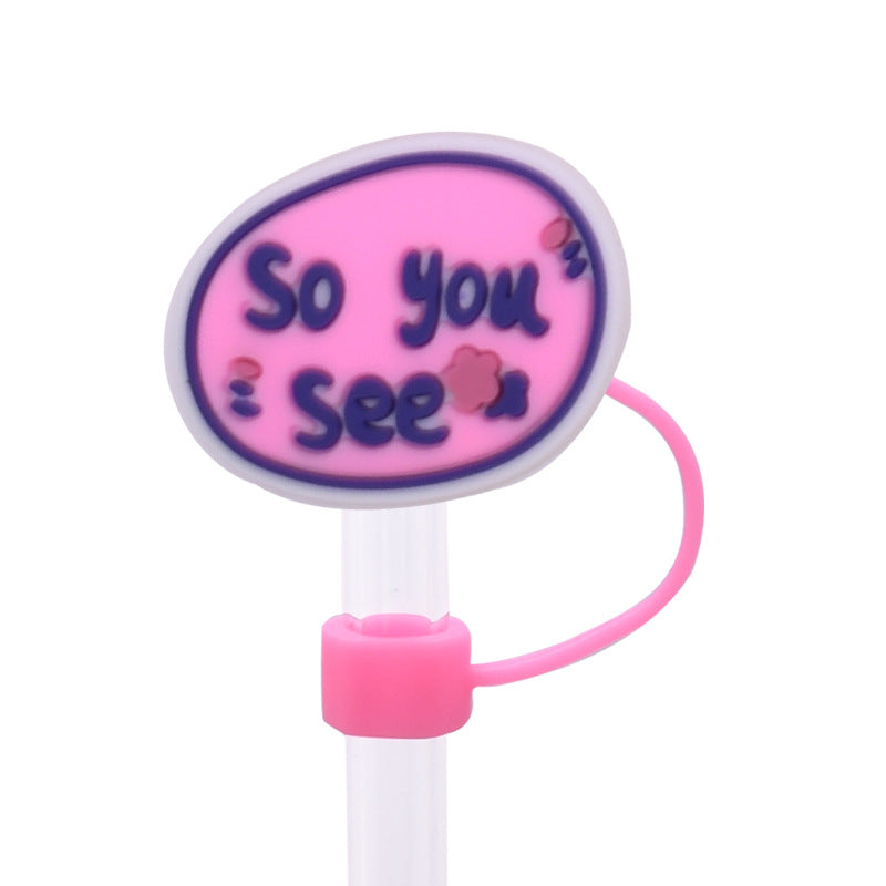 Wholesale Random 100pcs Cute Cartoon Dessert Straw Cover 10MM Straw Tube Cap