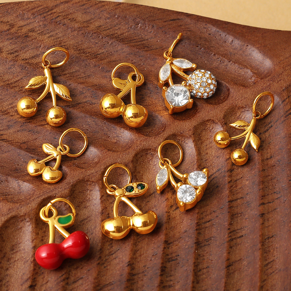 Wholesale Various Cherry Fruit Design Stainless Steel Pendants DIY Creative Bracelet Necklace Jewelry Pendant Bracelet