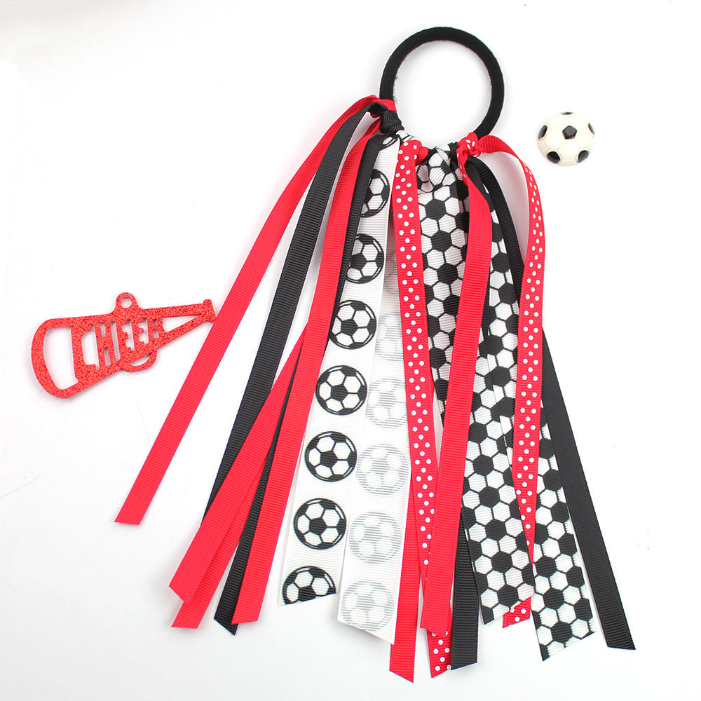 Wholesale 10pcs  Football Cheerleading Bow Hair Clips Hair Scrunchies