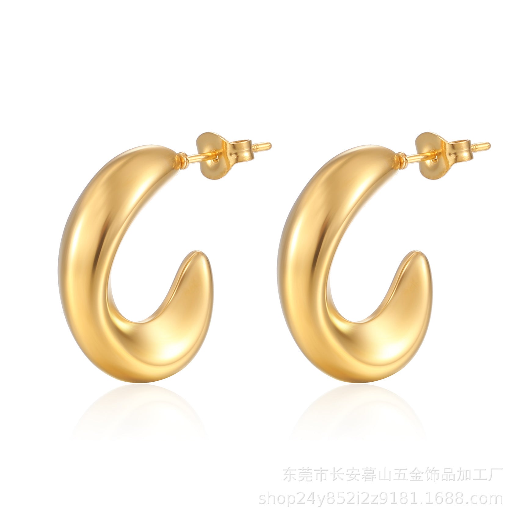 Wholesale 18K Gold Titanium Steel Horn Polished Irregular Earrings ACC-ES-HanLi001