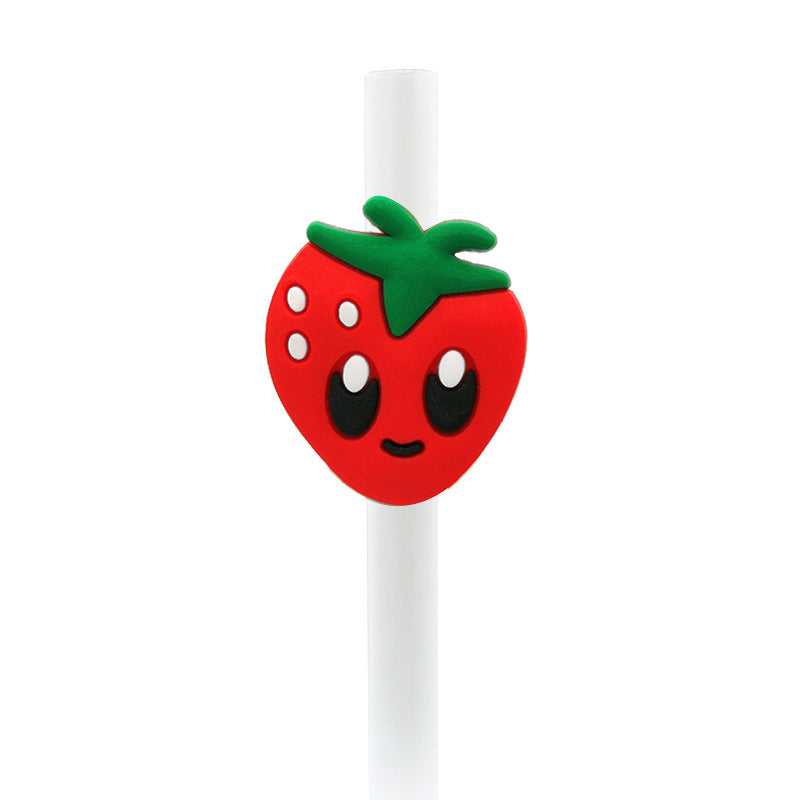 Wholesale 10PCS 5-6mm PVC Cute Fruit Straw Tube Cap