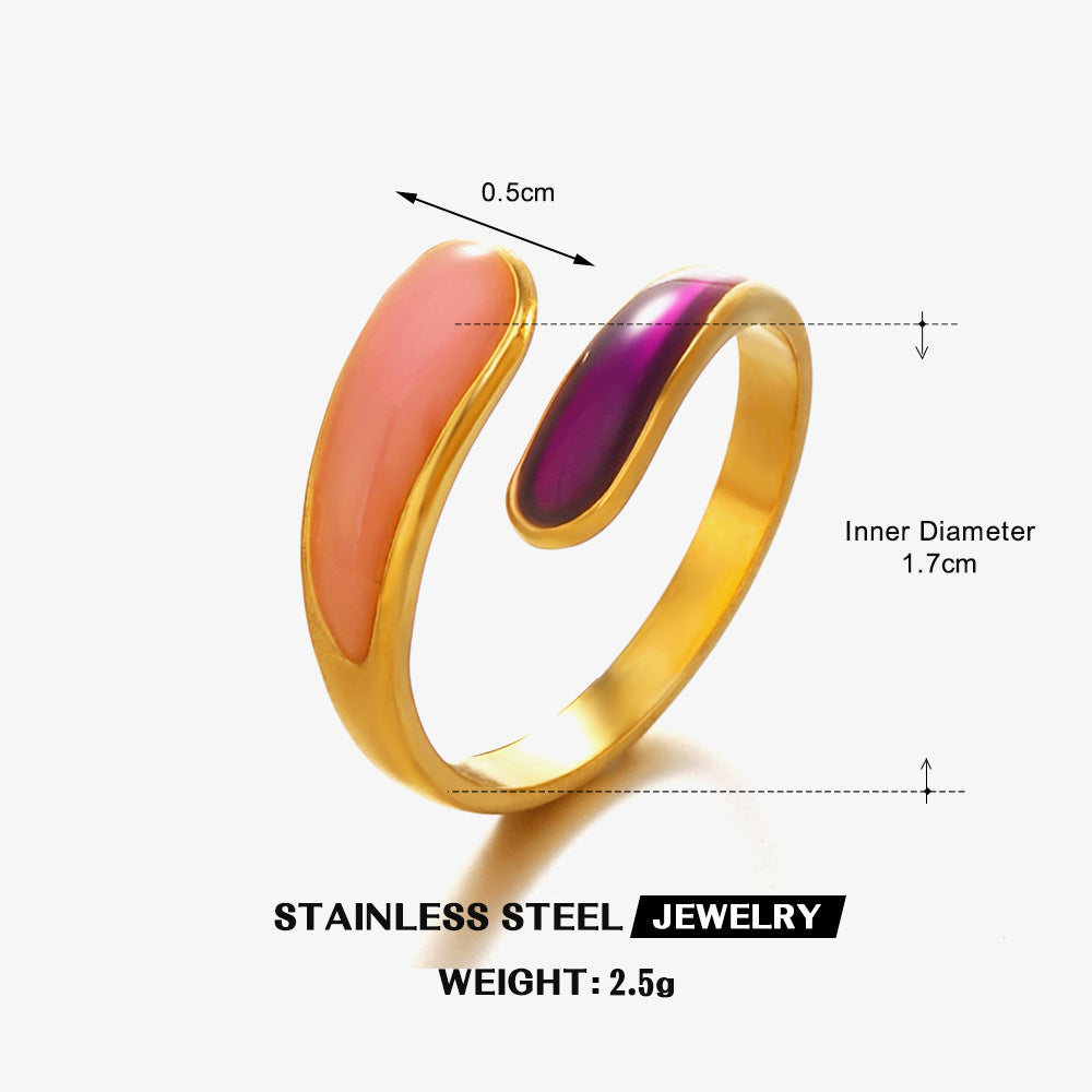 Wholesale Geometric Oil Drip Stainless Steel Ring Fashion Accessory for Everyday Wear or Gift