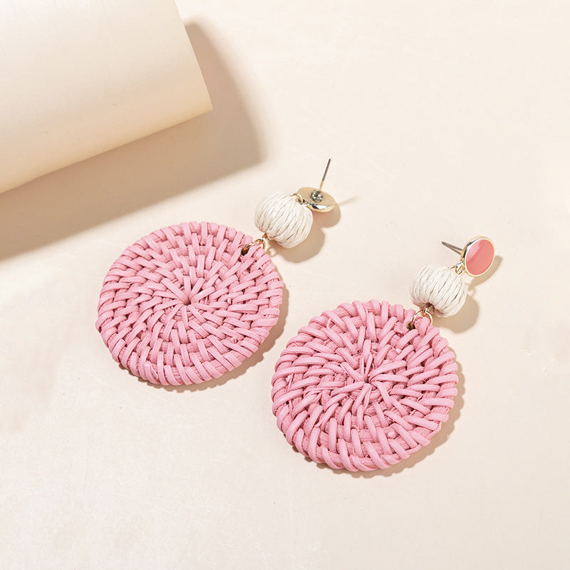 Wholesale Rattan Earrings Raffia Braided Earrings ACC-ES-XLH001