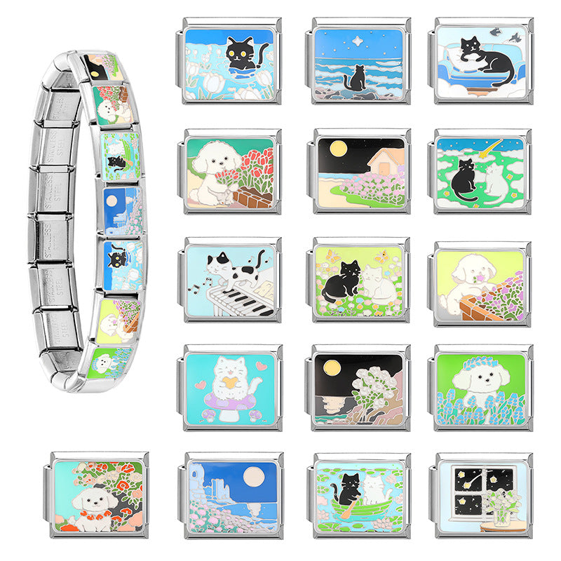 Wholesale 9mm Italian Charm Starter Bracelets DIY Cute Pet Stainless Steel Composable Bracelet