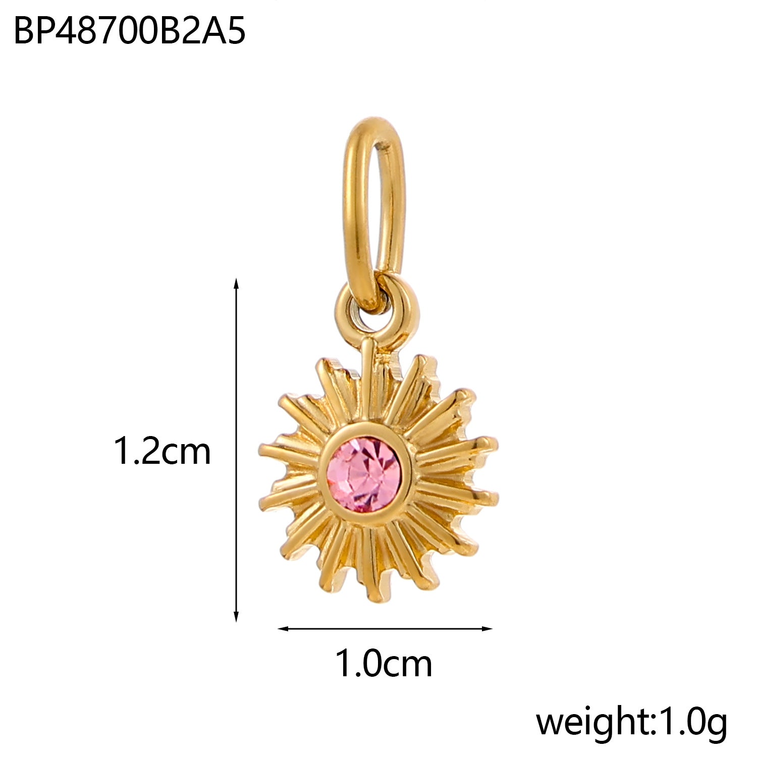 Wholesale Sun Bohemian Natural Stone Titanium Steel Pendant DIY Crescent Stainless Steel Pendant