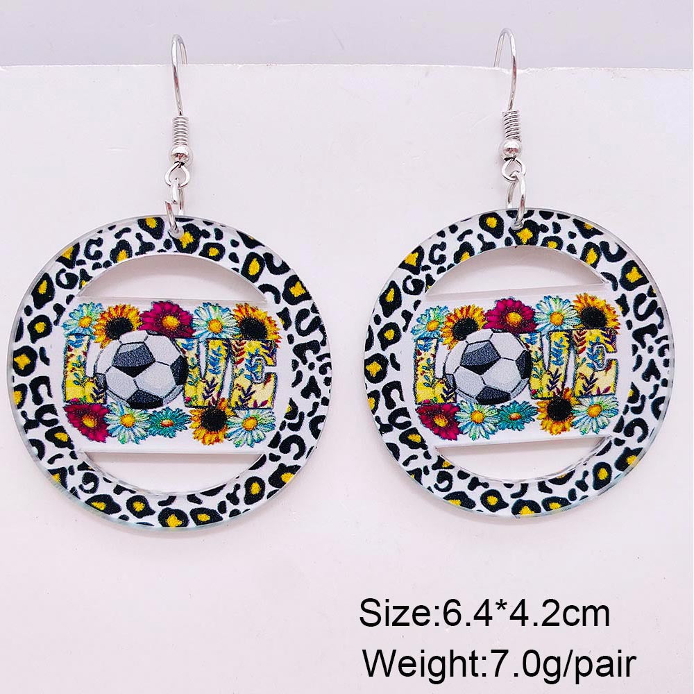 Wholesale  football acrylic earrings lovely U-shaped leopard print earrings