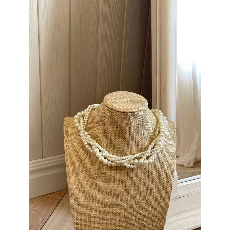Wholesale Multi-layer Glass Pearl Necklace Vintage  Sweater Chain