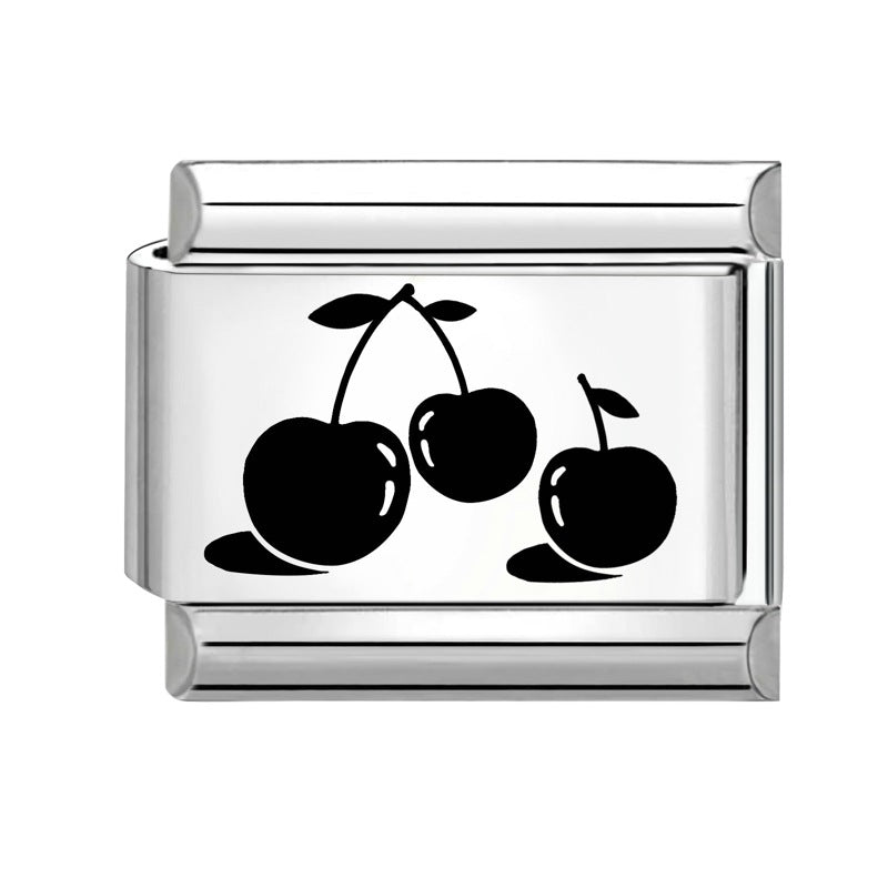 Wholesale Italian Charm Bracelet 9mm DIY Splicing Black and White Lettering Stainless Steel Composable Bracelet