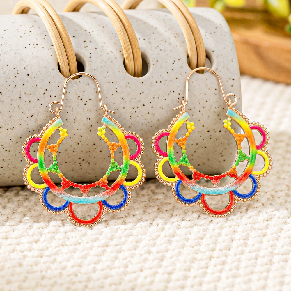 Wholesale Gold-Tone Zinc Alloy Bohemian Hollow-Out Earrings,  Fashion Accessory for Party Wear