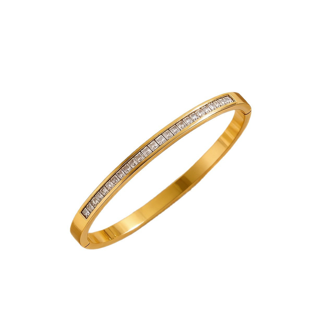 Wholesale Stainless Steel 18K Gold Plated Geometric Bracelet with White Shell Rhinestone Boutique Resale