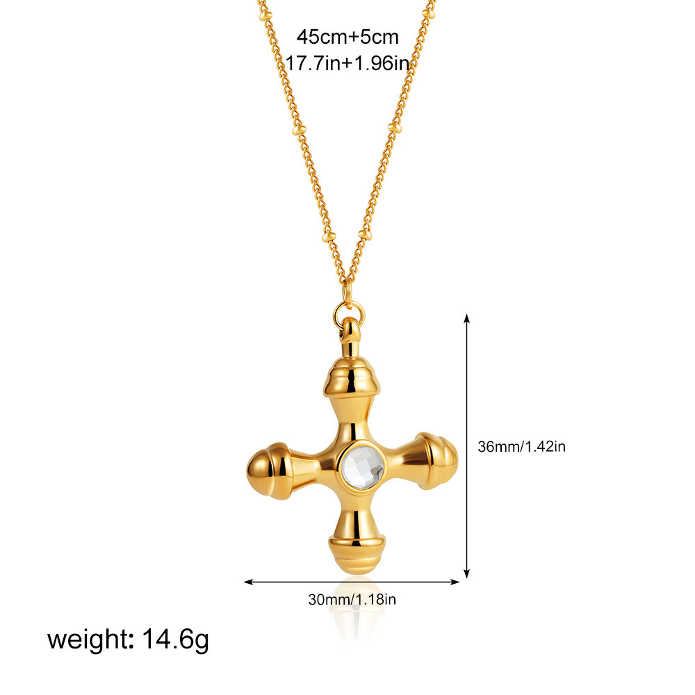Wholesale  stainless steel 18K gold solid small tag inlaid zircon pendant necklace