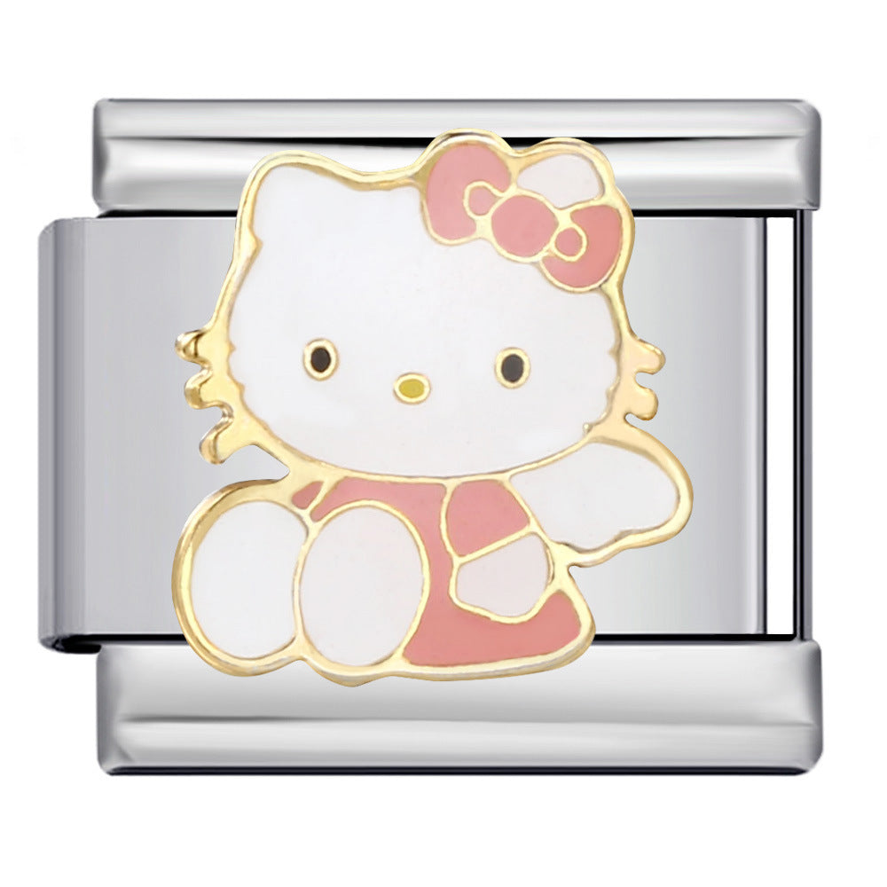 Wholesale Cute cartoon Italian module bracelet titanium steel welding oil dripping DIYCharms