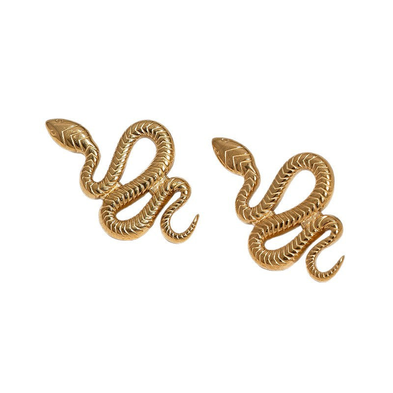 Wholesale Punk Snake Stainless Steel Earrings For Women Trendy Statement Jewelry Accessory
