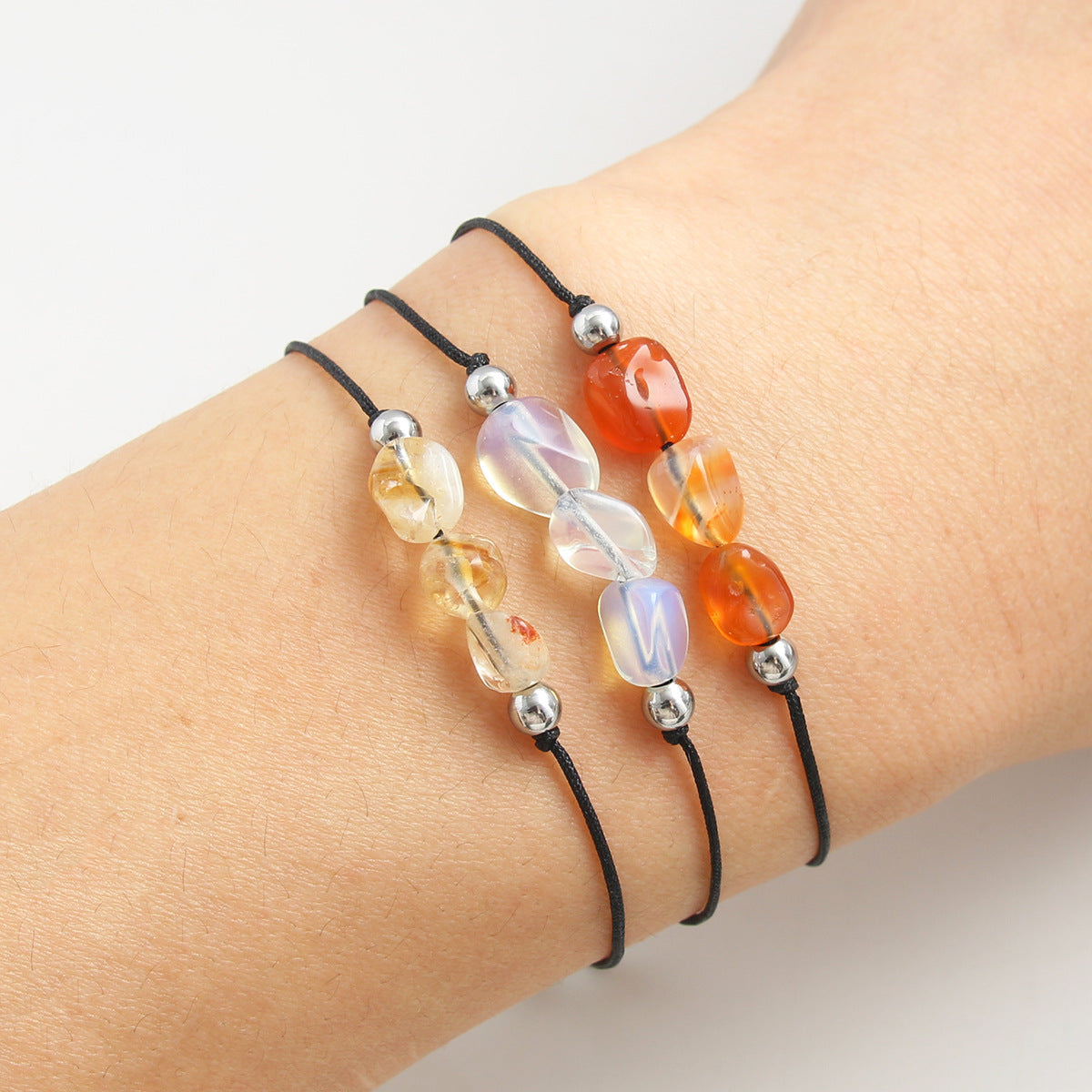 Wholesale Birthstone Bracelet Natural Stone Handwoven Adjustable Bracelet ACC-BT-HongMing006