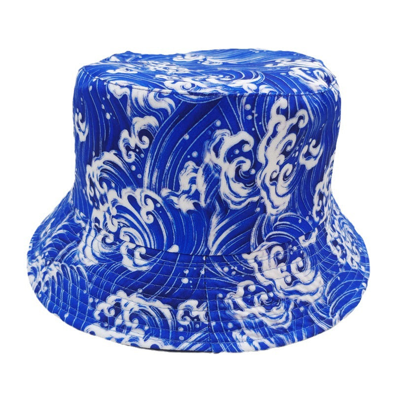 Wholesale  wave fisherman hat  shell turtle printed sun hat  bucket hat
