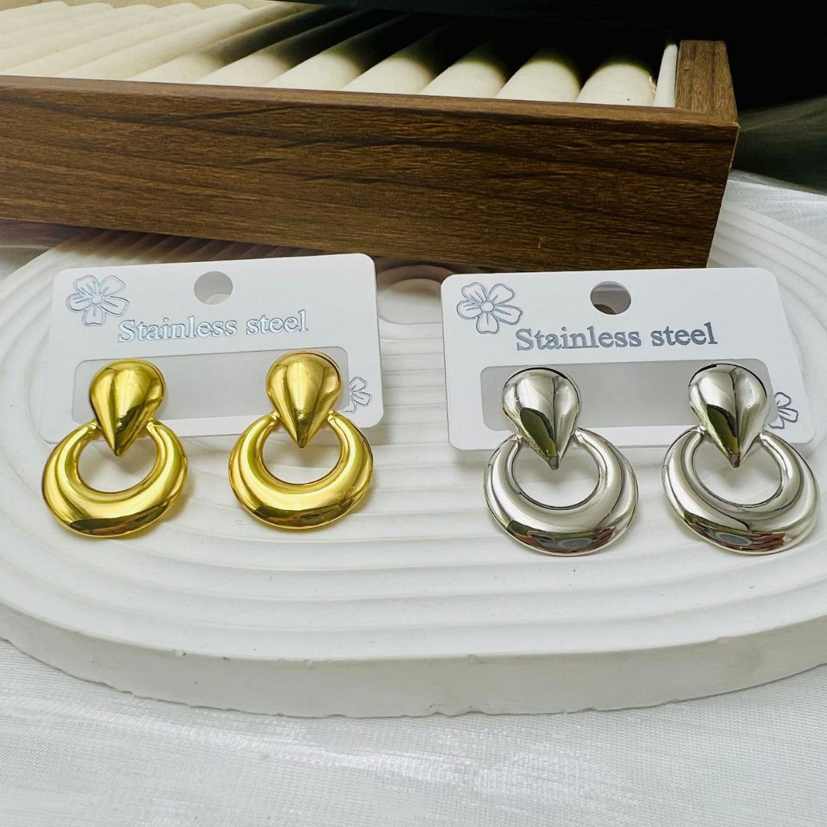 Wholesale Minimalist Stainless Steel Geometric Stud Earrings