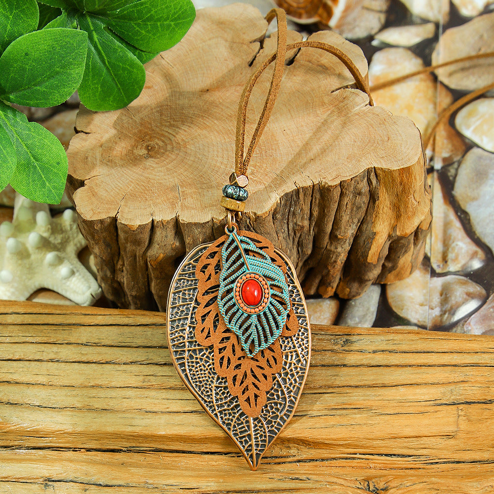 Wholesale Zinc Alloy Ethnic Style Necklace with Butterfly and Camellia Design Fashion Jewelry Accessory