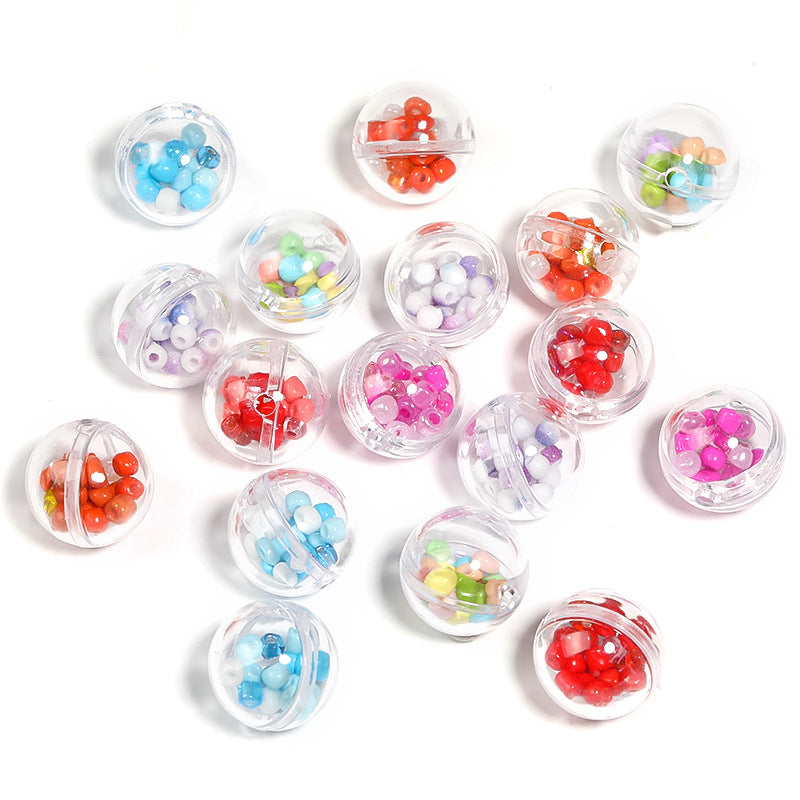 Wholesale 25pcs Filled Bubble Ball Round Beads Plastic Through Hole Beads Diy Accessories ACC-BDS-BLG071