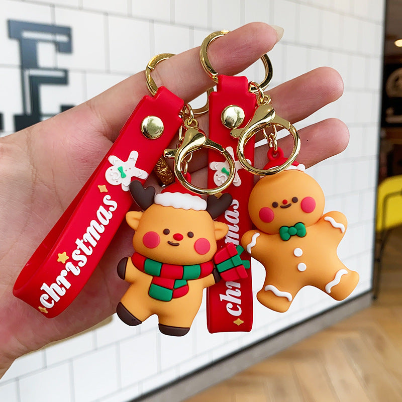 Wholesale Christmas Cartoon PVC Soft Santa Claus Christmas Tree Keychain Cute Keychain ACC-KC-ErLu017