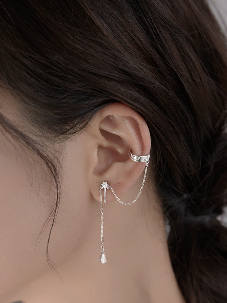 Wholesale gold plated white copper 925 tassel earrings